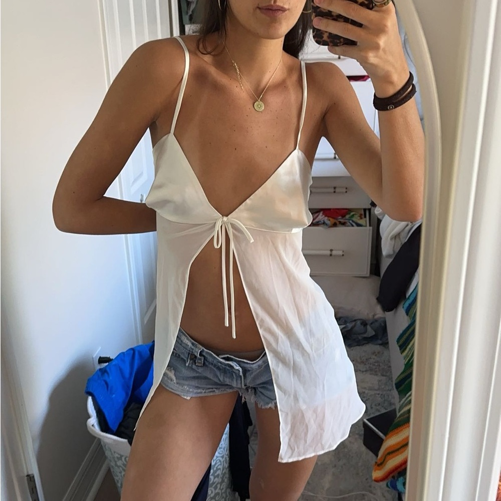 Vintage 1999 Victoria's Secret Pearl White Sheer Top